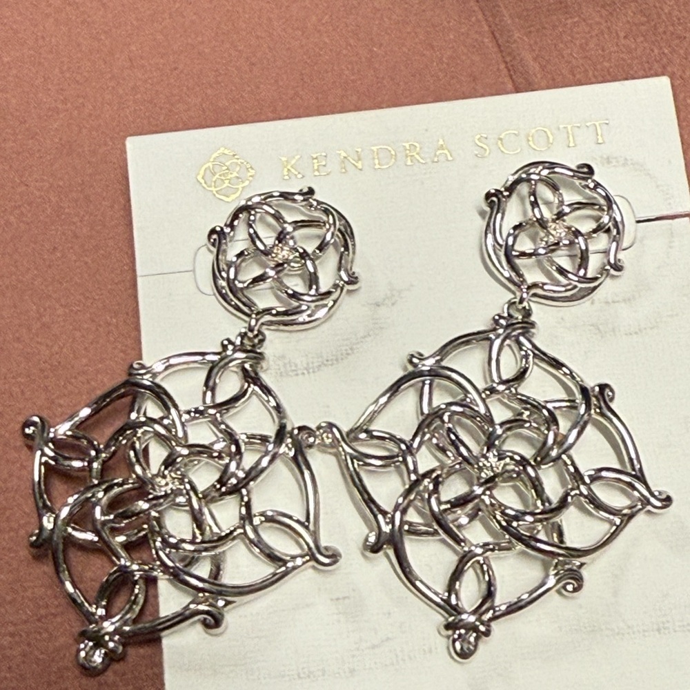 Kendra Scott Silver Intricate Openwork Earrings